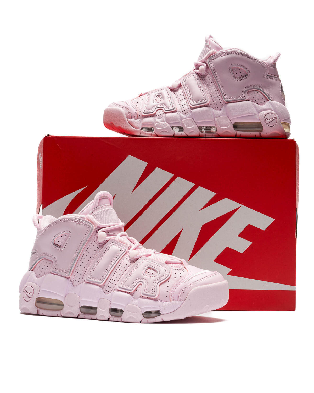 Nike uptempo clearance pink and white